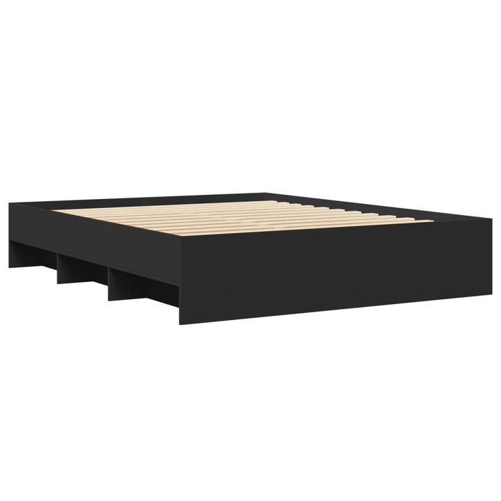 sengestel 150x200 cm konstrueret træ sort