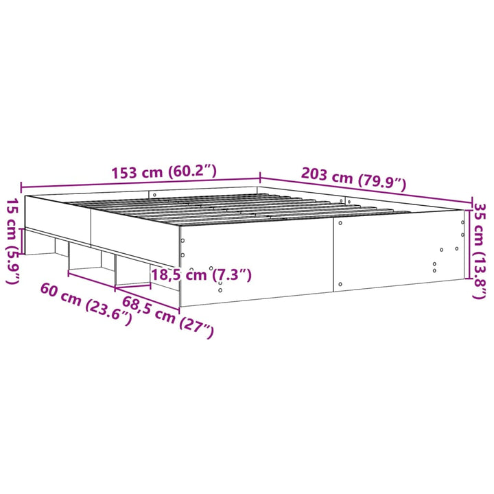sengestel 150x200 cm konstrueret træ sort