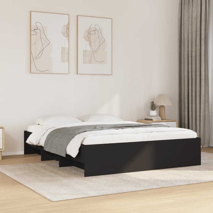 sengestel 150x200 cm konstrueret træ sort