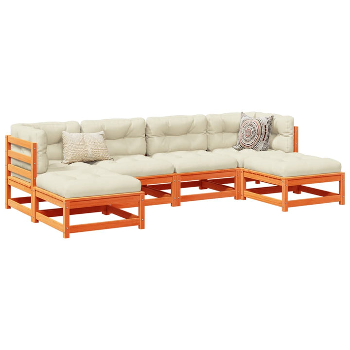 sofasæt til haven 6 dele med hynder massivt fyr gyldenbrun