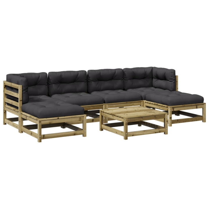 sofasæt til haven 7 dele med hynder imprægneret fyrretræ