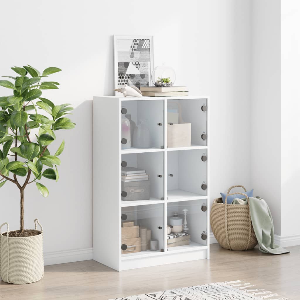 skab med låger 68x37x109 cm konstrueret træ hvid
