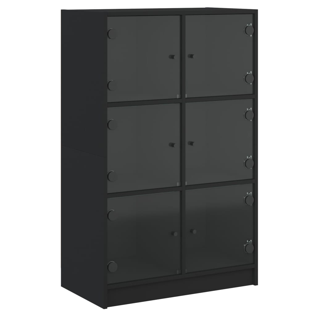 skab med låger 68x37x109 cm konstrueret træ sort