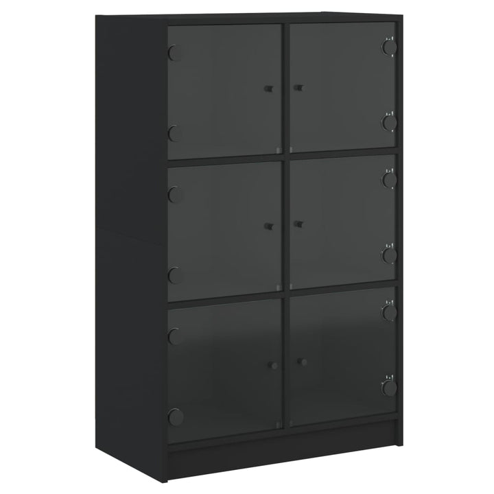 skab med låger 68x37x109 cm konstrueret træ sort