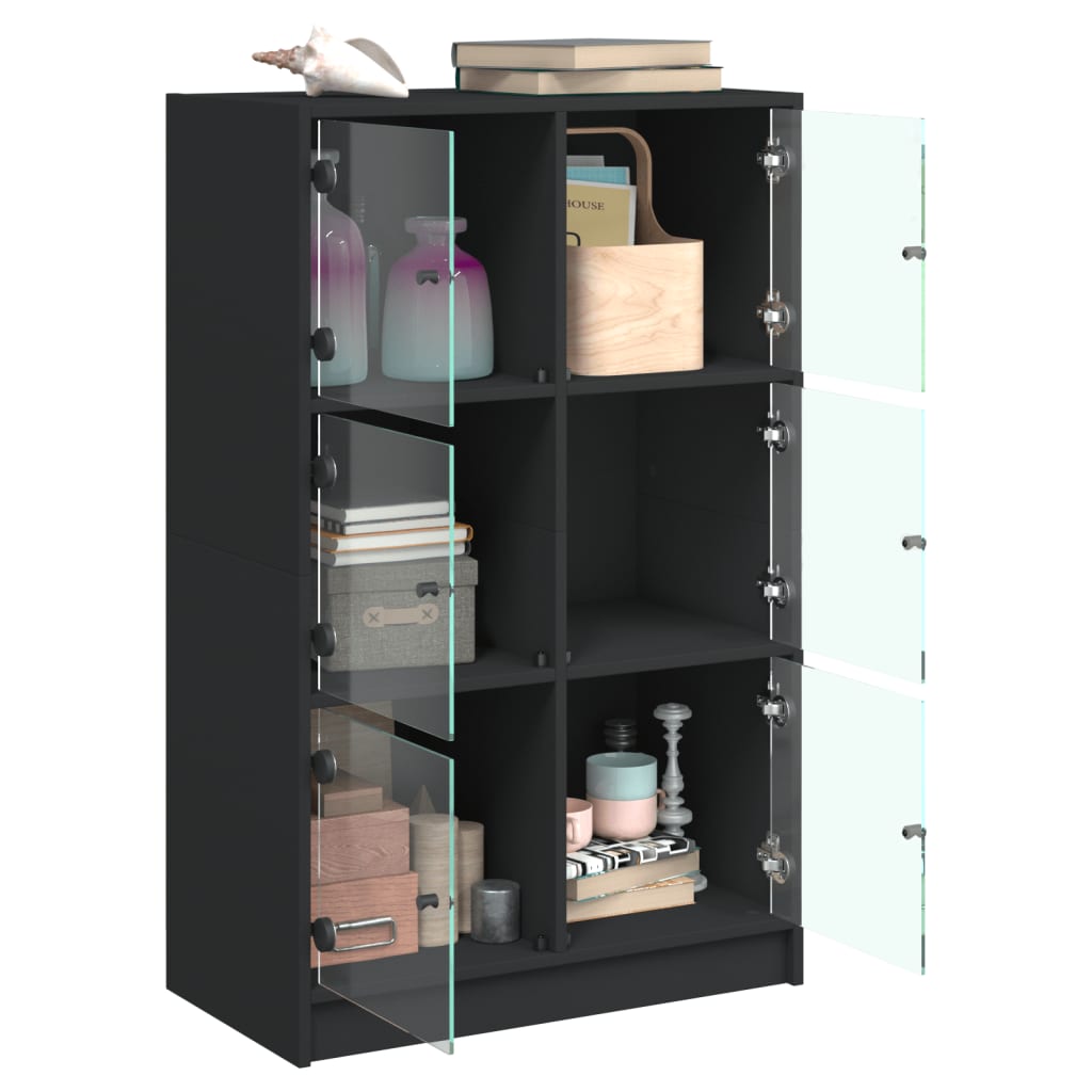 skab med låger 68x37x109 cm konstrueret træ sort