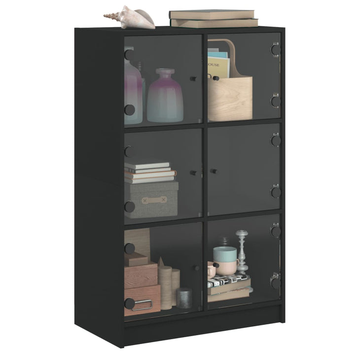 skab med låger 68x37x109 cm konstrueret træ sort