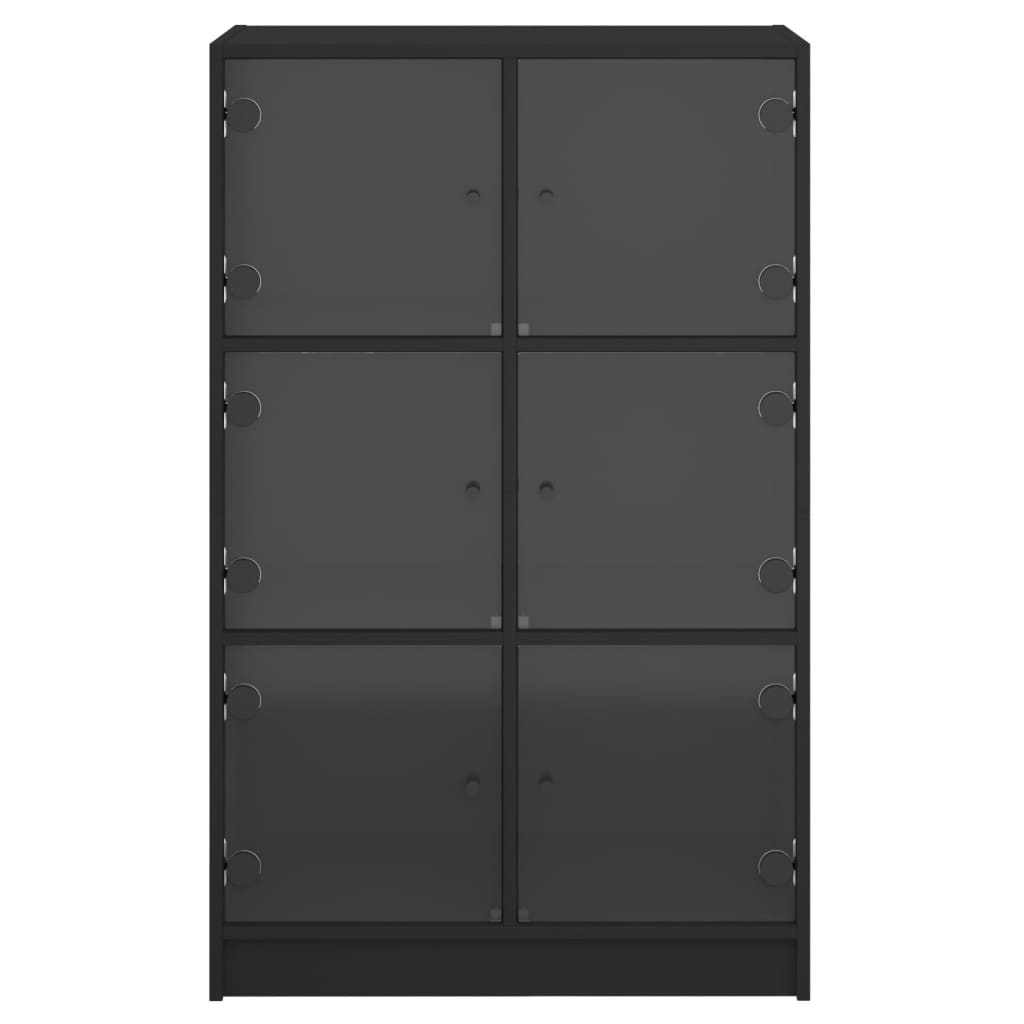skab med låger 68x37x109 cm konstrueret træ sort