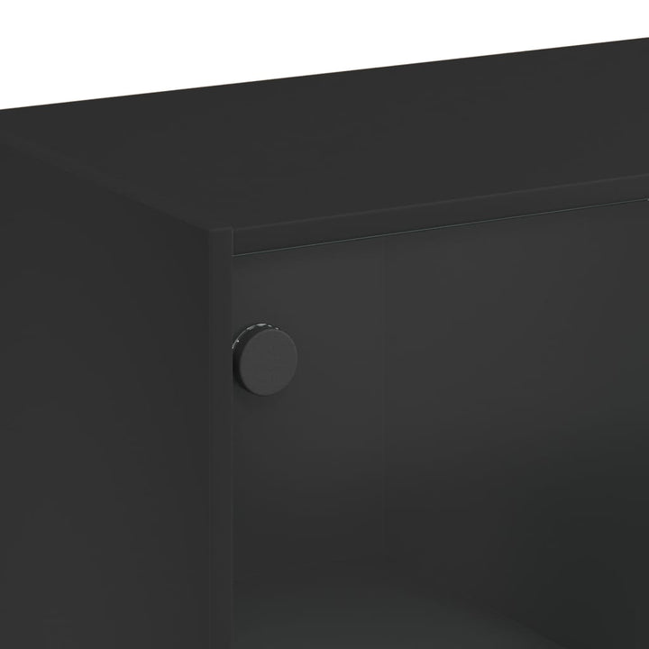 skab med låger 68x37x109 cm konstrueret træ sort