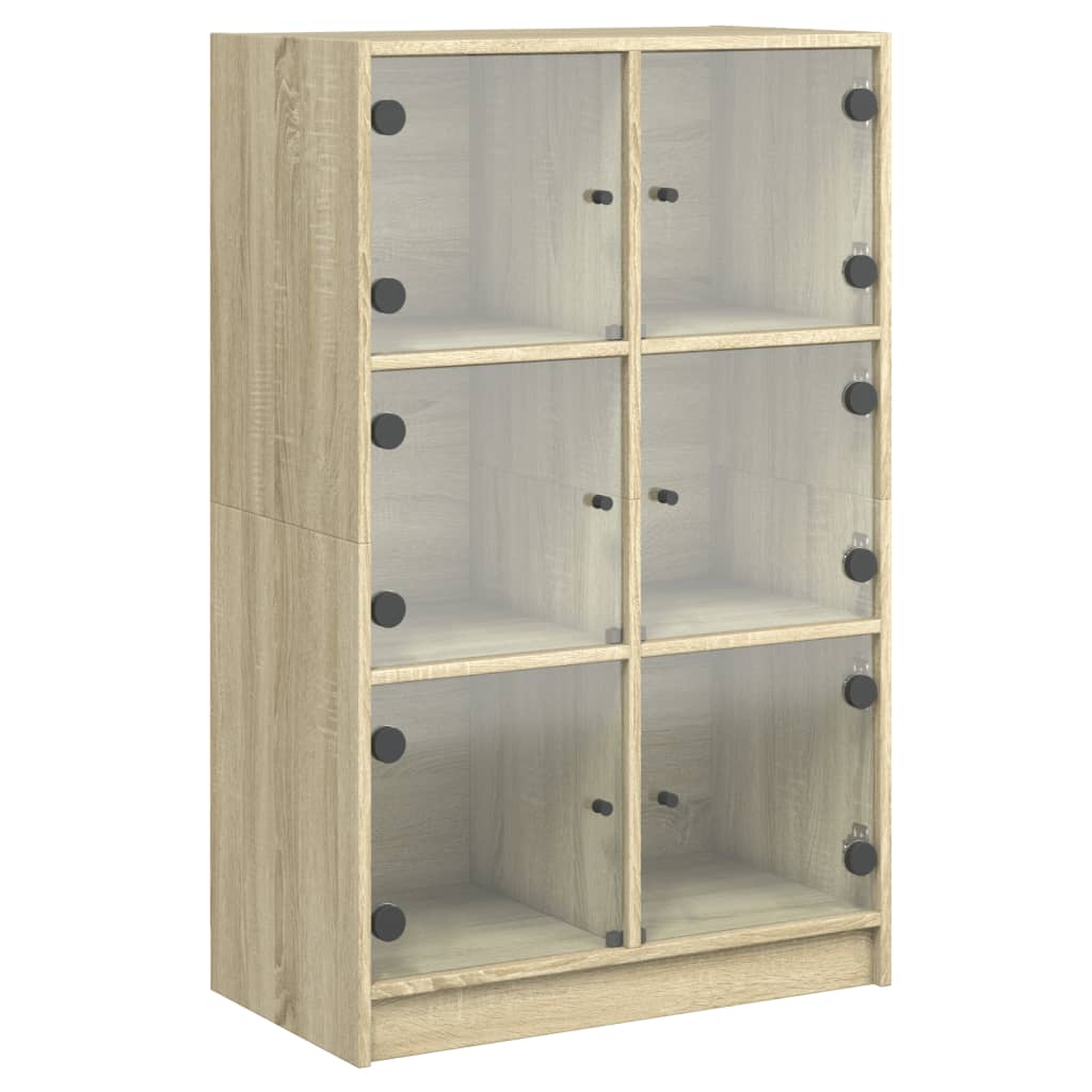 skab med låger 68x37x109 cm konstrueret træ sonoma-eg