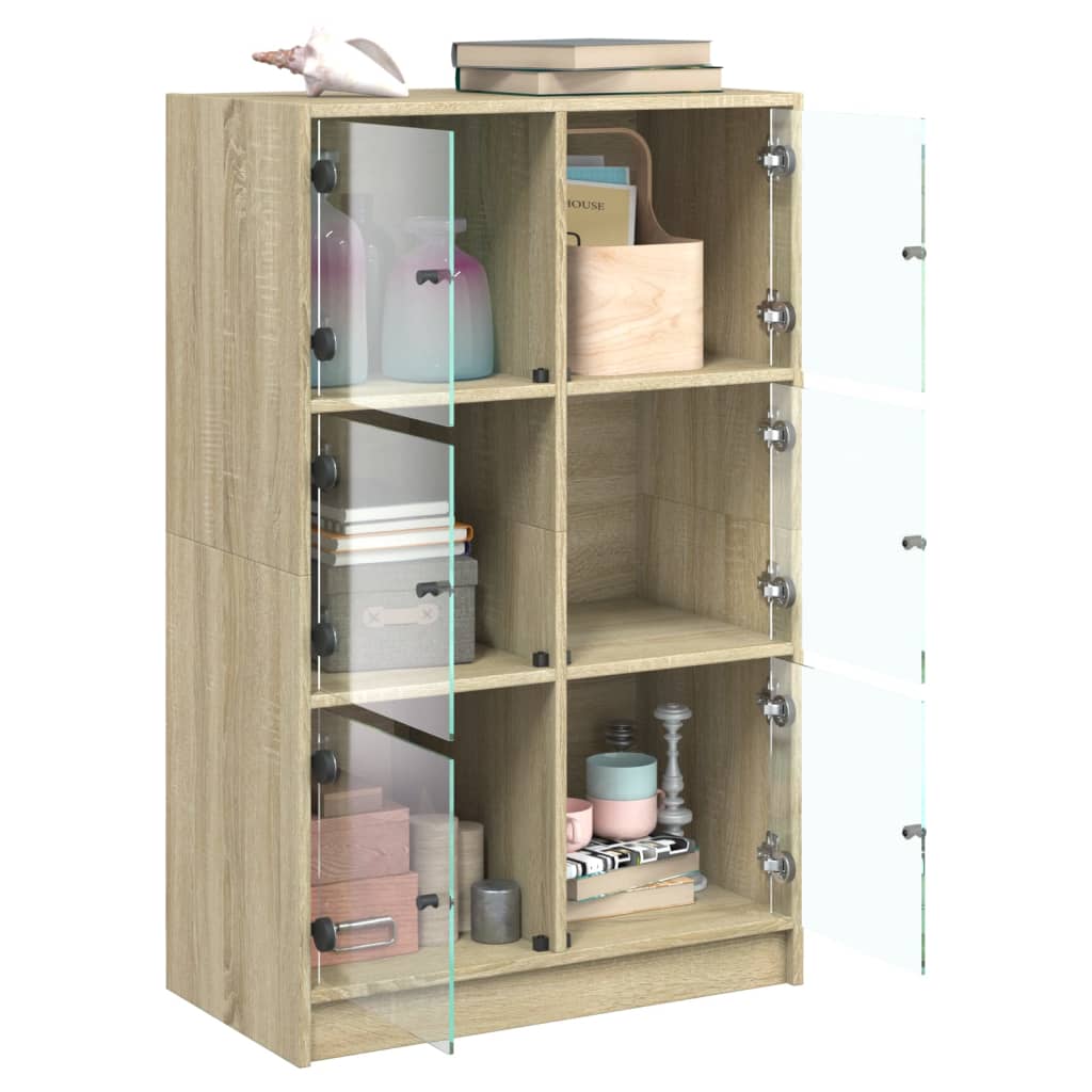 skab med låger 68x37x109 cm konstrueret træ sonoma-eg