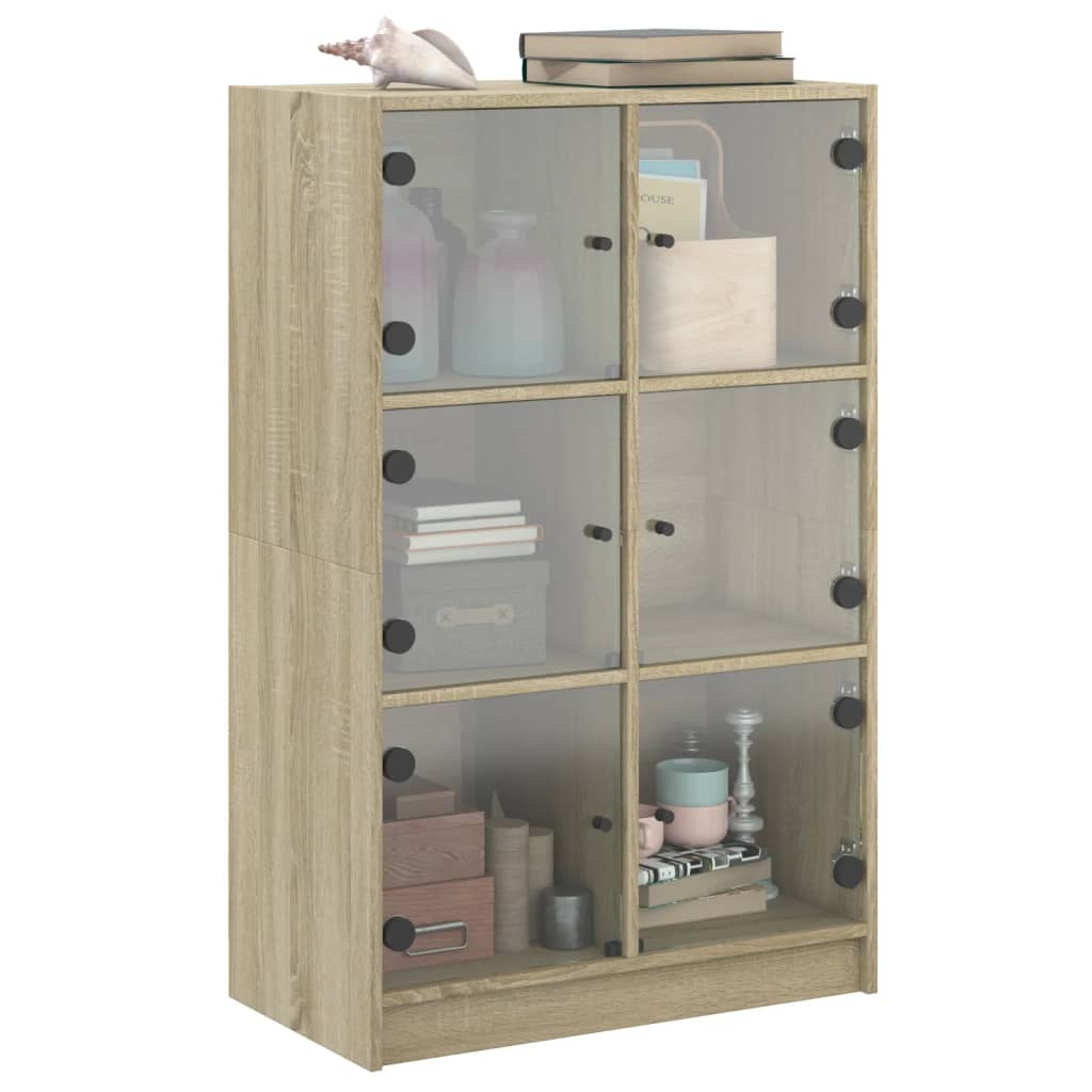 skab med låger 68x37x109 cm konstrueret træ sonoma-eg
