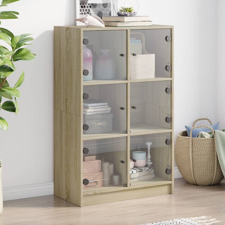 skab med låger 68x37x109 cm konstrueret træ sonoma-eg