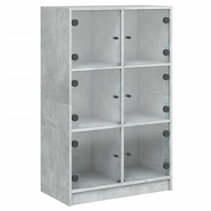 skab med låger 68x37x109 cm konstrueret træ betongrå