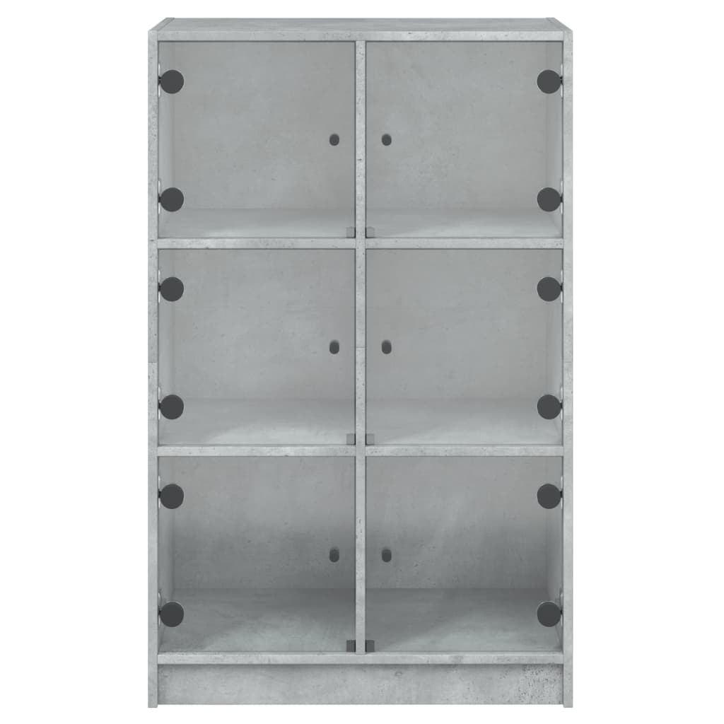 skab med låger 68x37x109 cm konstrueret træ betongrå