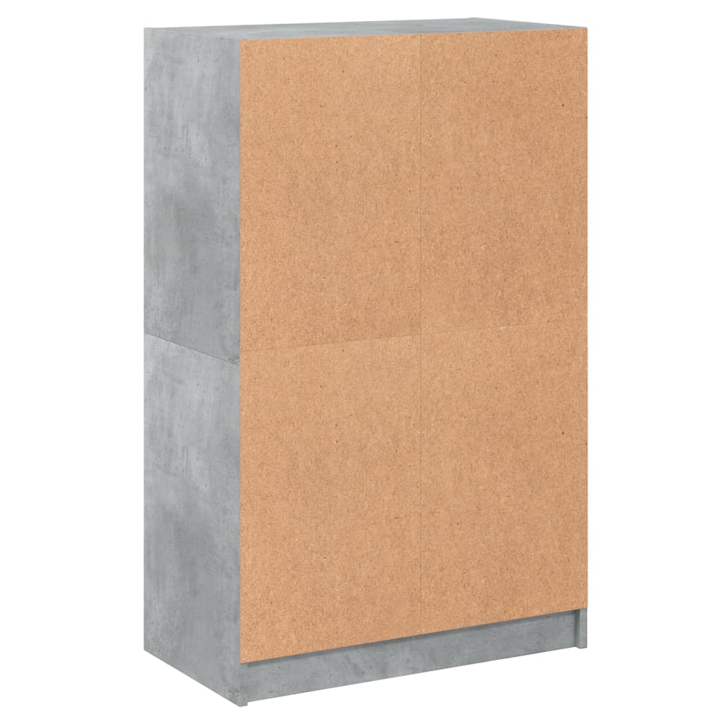 skab med låger 68x37x109 cm konstrueret træ betongrå