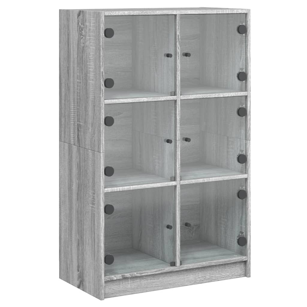 skab med låger 68x37x109 cm konstrueret træ grå sonoma-eg