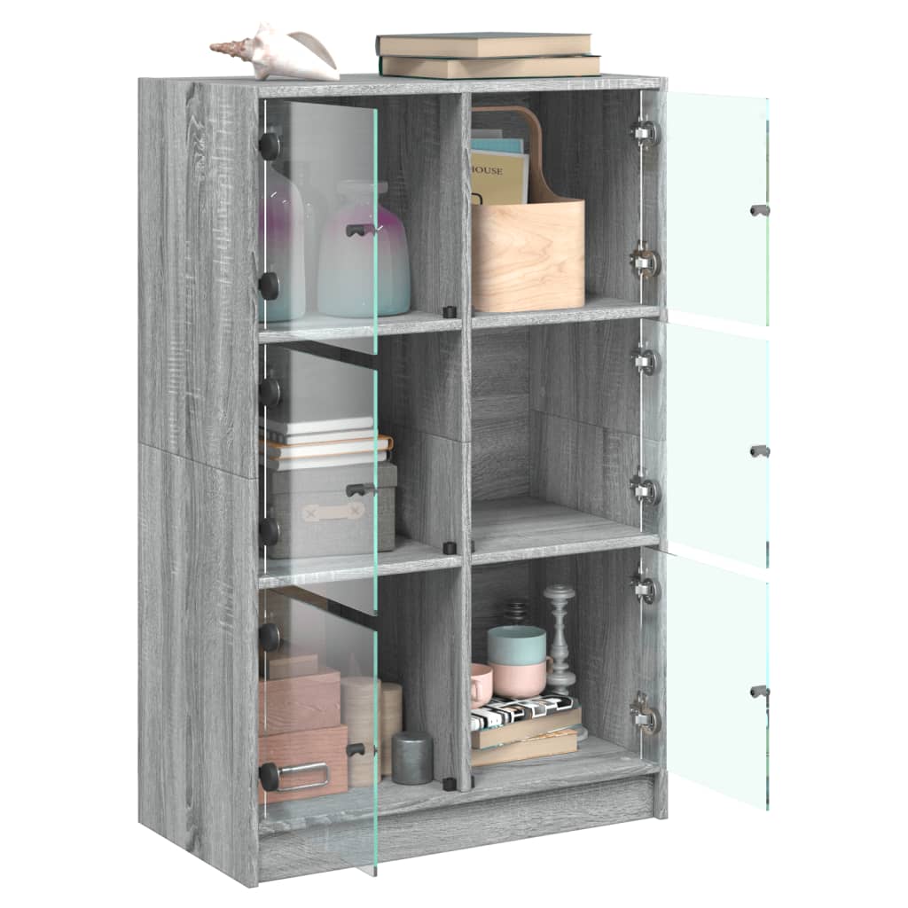 skab med låger 68x37x109 cm konstrueret træ grå sonoma-eg