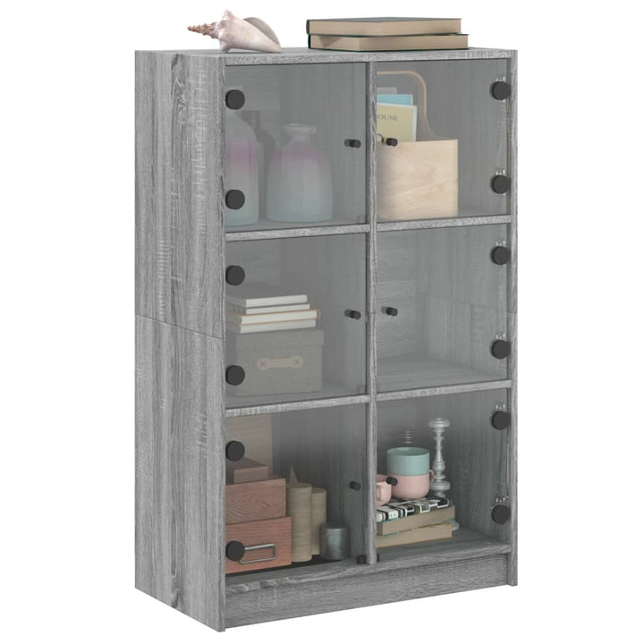 skab med låger 68x37x109 cm konstrueret træ grå sonoma-eg