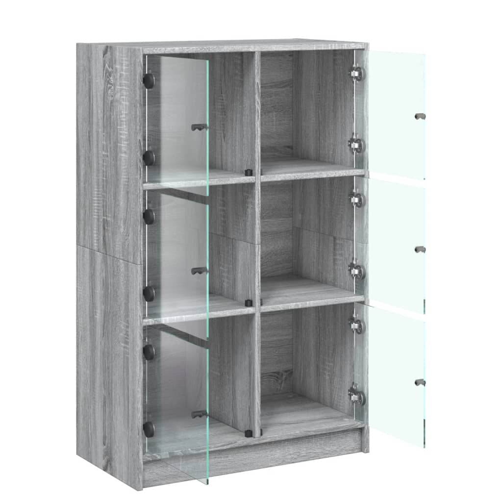 skab med låger 68x37x109 cm konstrueret træ grå sonoma-eg