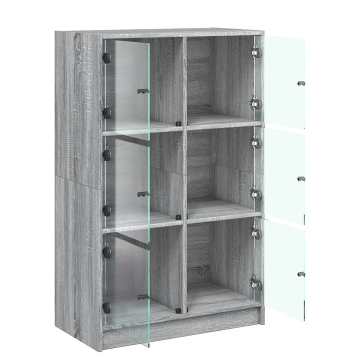 skab med låger 68x37x109 cm konstrueret træ grå sonoma-eg