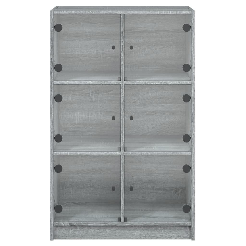skab med låger 68x37x109 cm konstrueret træ grå sonoma-eg