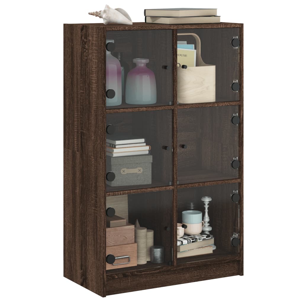 skab med låger 68x37x109 cm konstrueret træ brun egetræsfarve