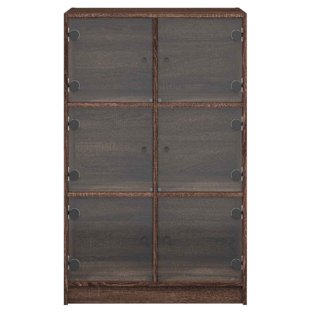 skab med låger 68x37x109 cm konstrueret træ brun egetræsfarve