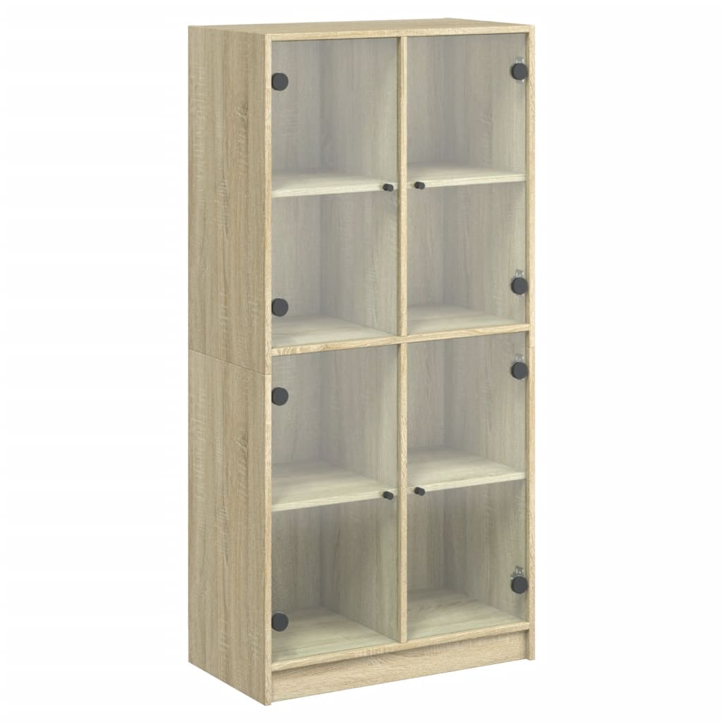 skab med låger 68x37x142 cm konstrueret træ sonoma-eg