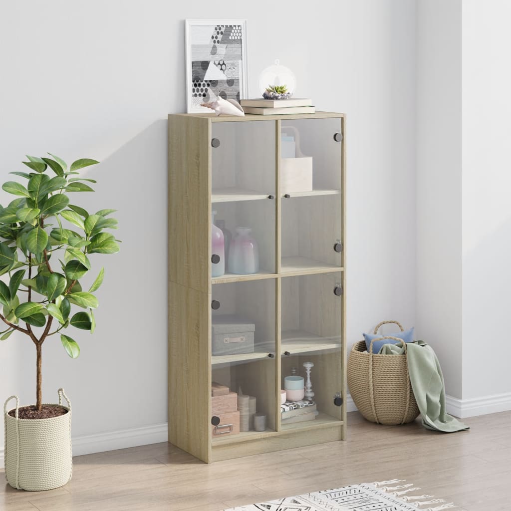 skab med låger 68x37x142 cm konstrueret træ sonoma-eg