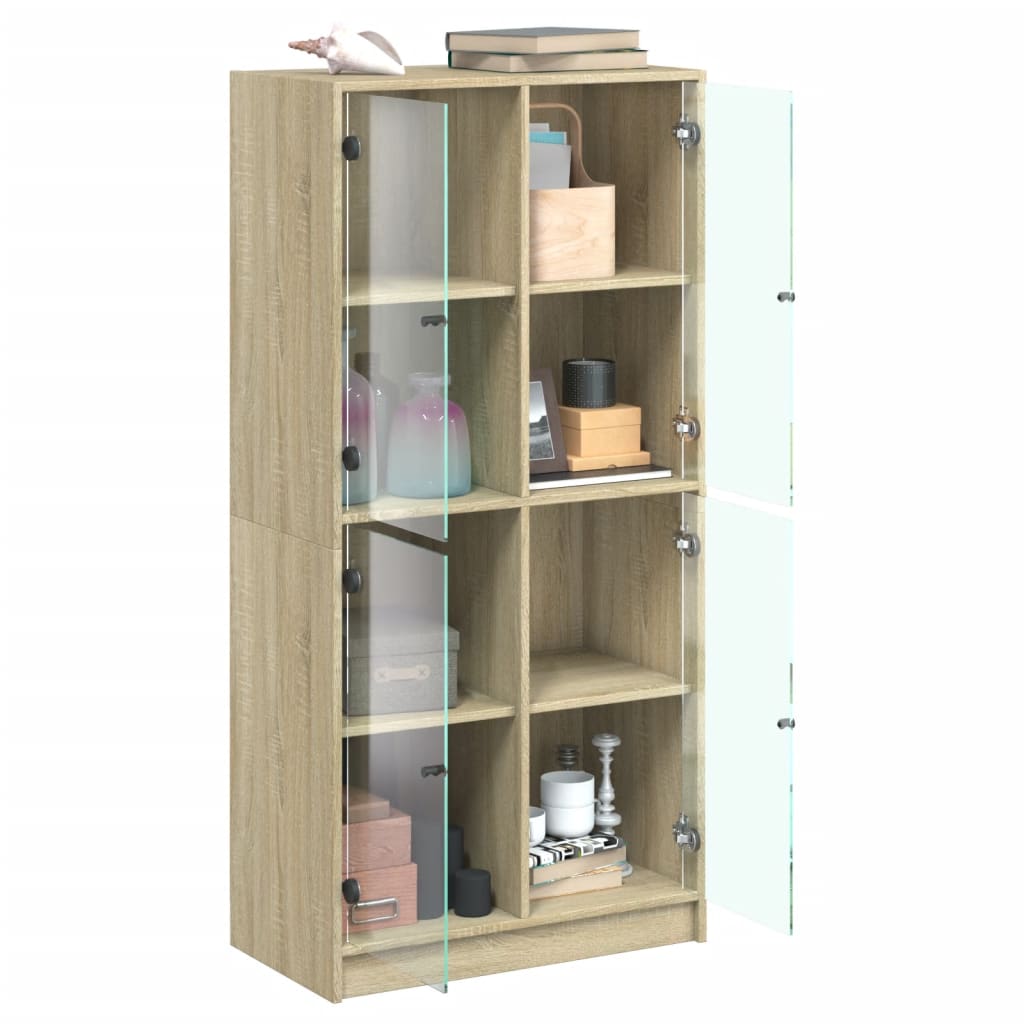 skab med låger 68x37x142 cm konstrueret træ sonoma-eg