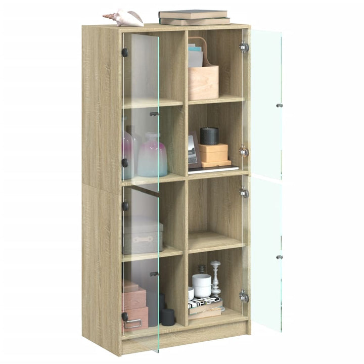 skab med låger 68x37x142 cm konstrueret træ sonoma-eg