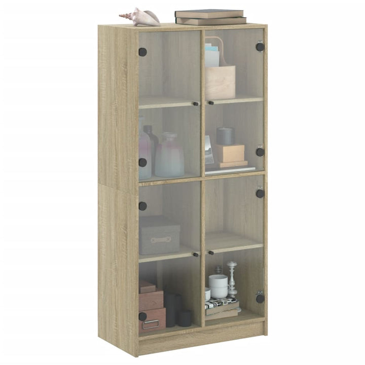 skab med låger 68x37x142 cm konstrueret træ sonoma-eg