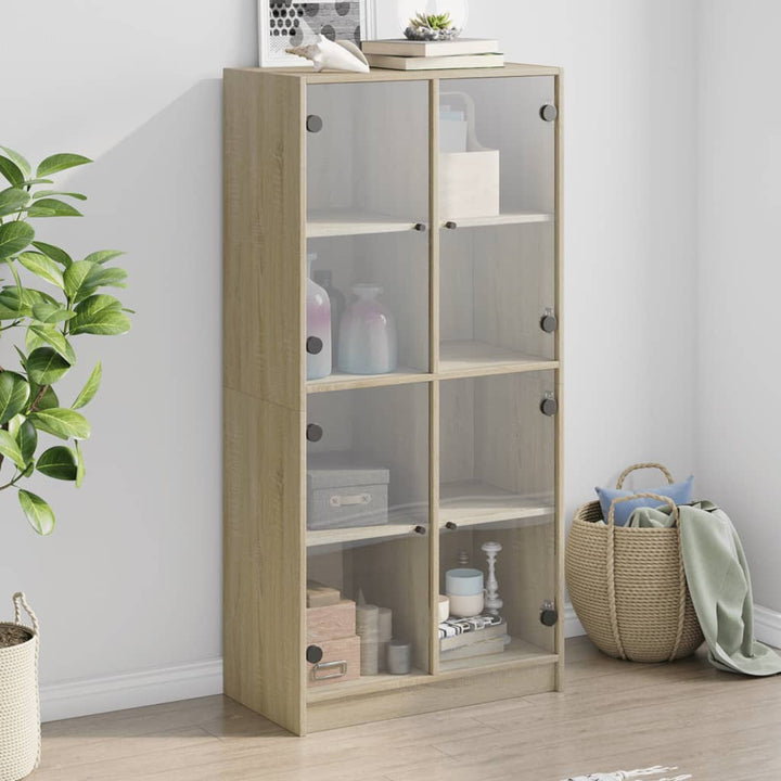 skab med låger 68x37x142 cm konstrueret træ sonoma-eg