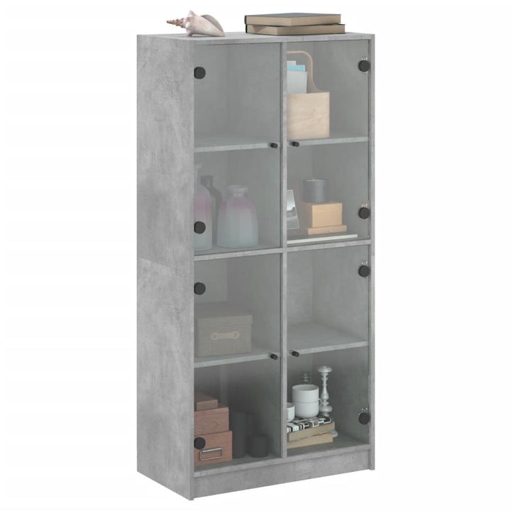 skab med låger 68x37x142 cm konstrueret træ betongrå