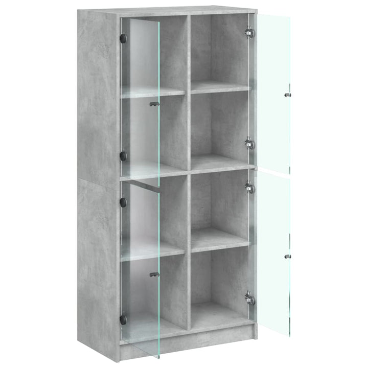 skab med låger 68x37x142 cm konstrueret træ betongrå