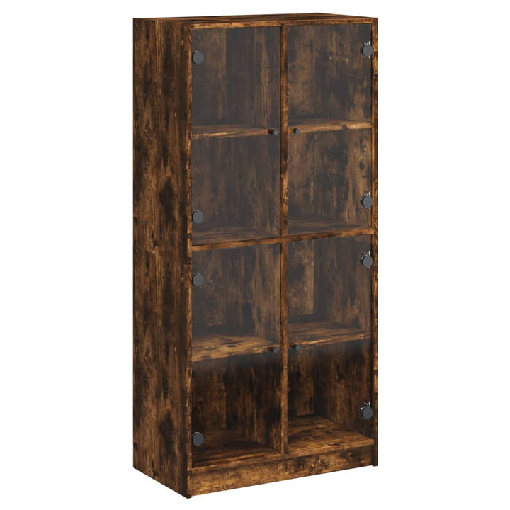 skab med låger 68x37x142 cm konstrueret træ røget egetræsfarve