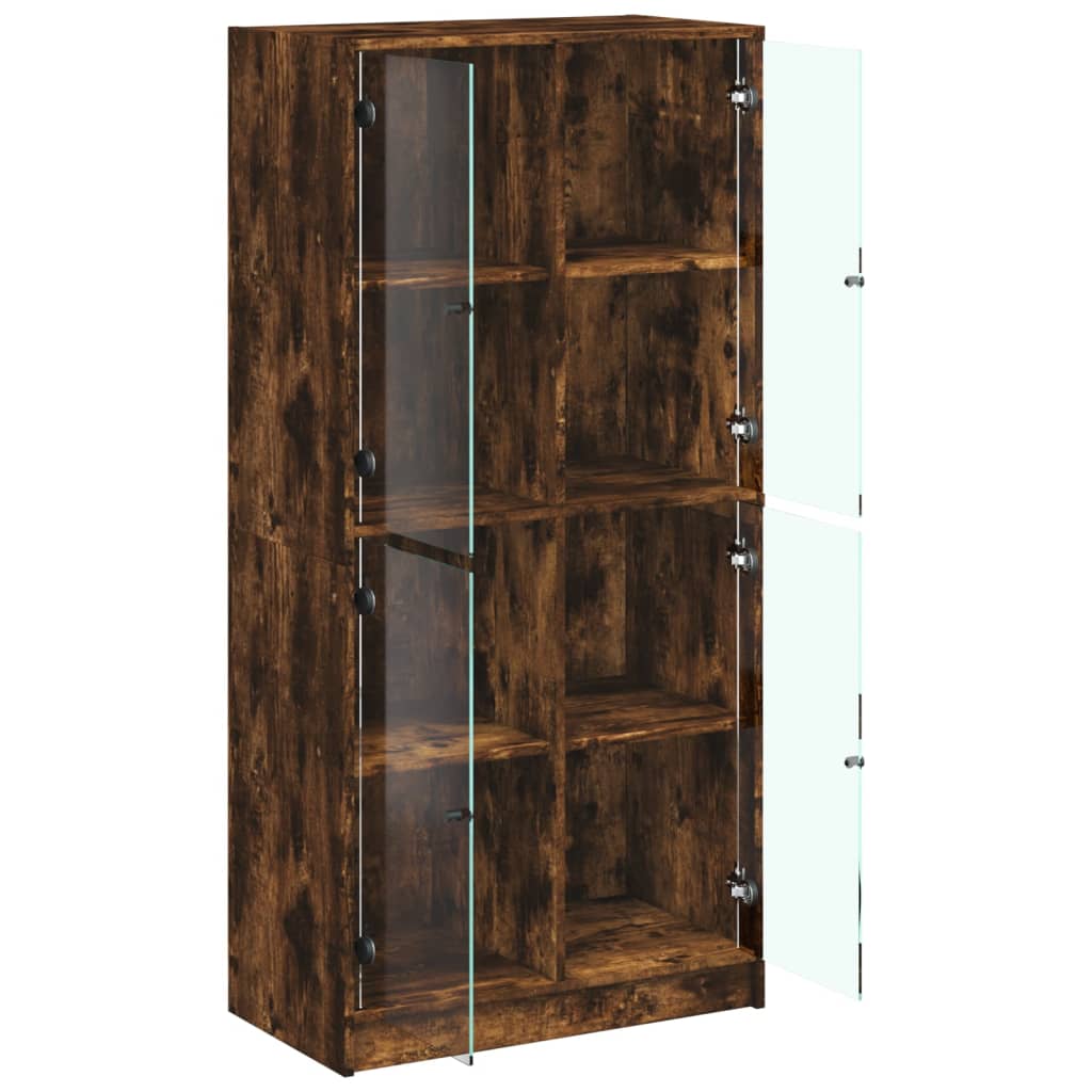 skab med låger 68x37x142 cm konstrueret træ røget egetræsfarve
