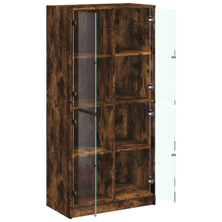 skab med låger 68x37x142 cm konstrueret træ røget egetræsfarve