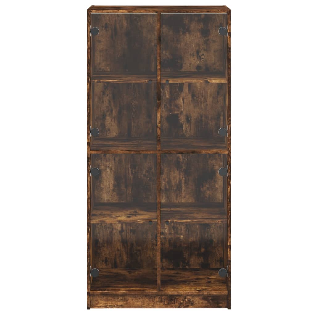 skab med låger 68x37x142 cm konstrueret træ røget egetræsfarve