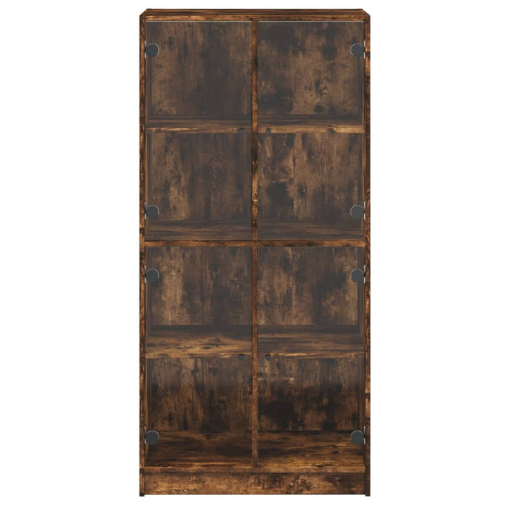 skab med låger 68x37x142 cm konstrueret træ røget egetræsfarve