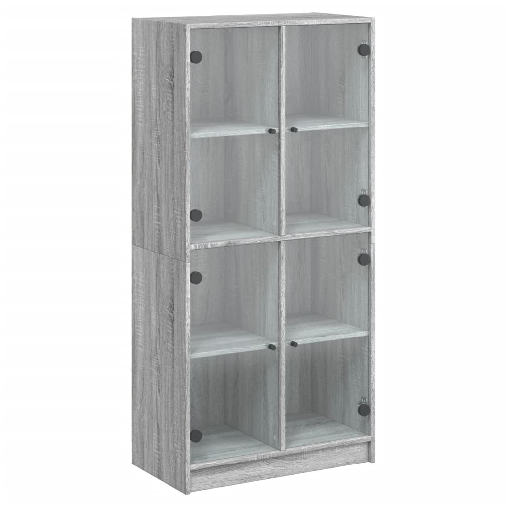skab med låger 68x37x142 cm konstrueret træ grå sonoma-eg