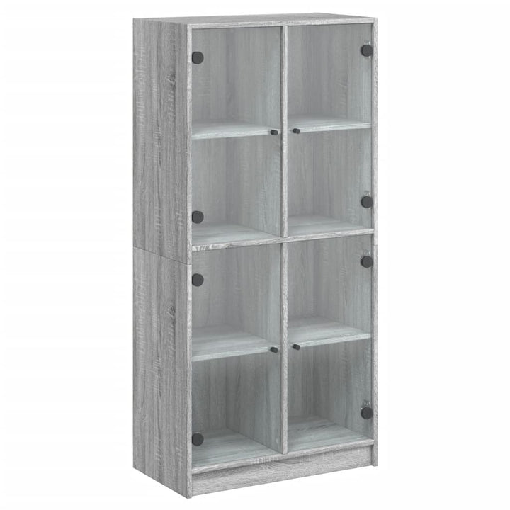skab med låger 68x37x142 cm konstrueret træ grå sonoma-eg