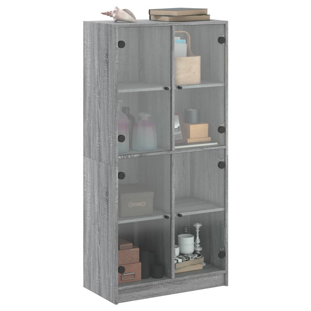 skab med låger 68x37x142 cm konstrueret træ grå sonoma-eg