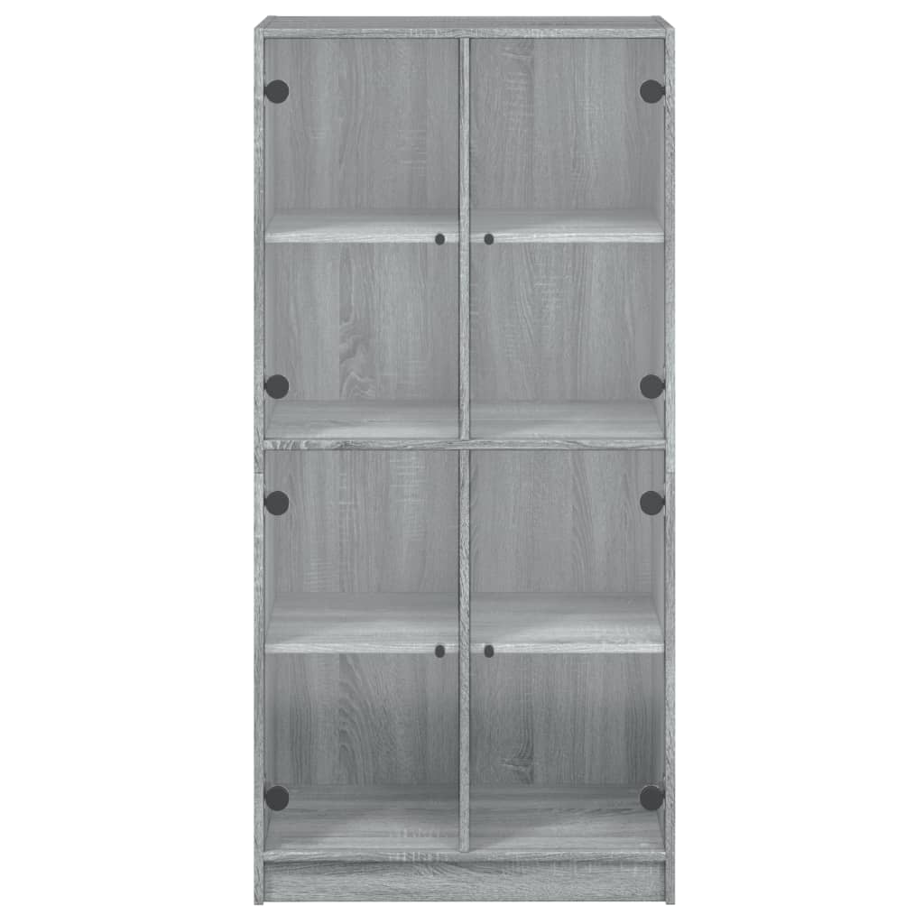 skab med låger 68x37x142 cm konstrueret træ grå sonoma-eg