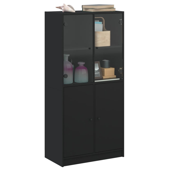 skab med låger 68x37x142 cm konstrueret træ sort