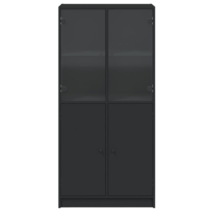 skab med låger 68x37x142 cm konstrueret træ sort