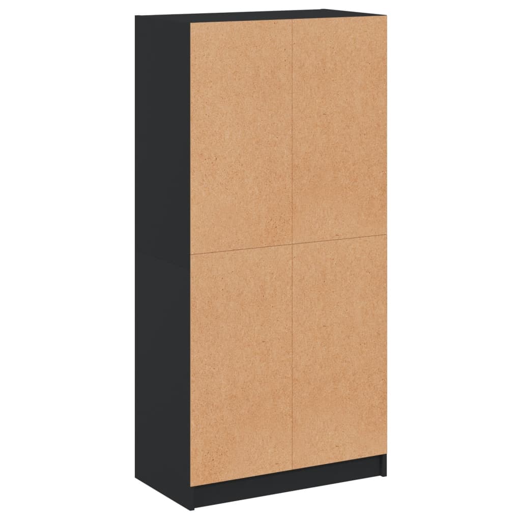 skab med låger 68x37x142 cm konstrueret træ sort