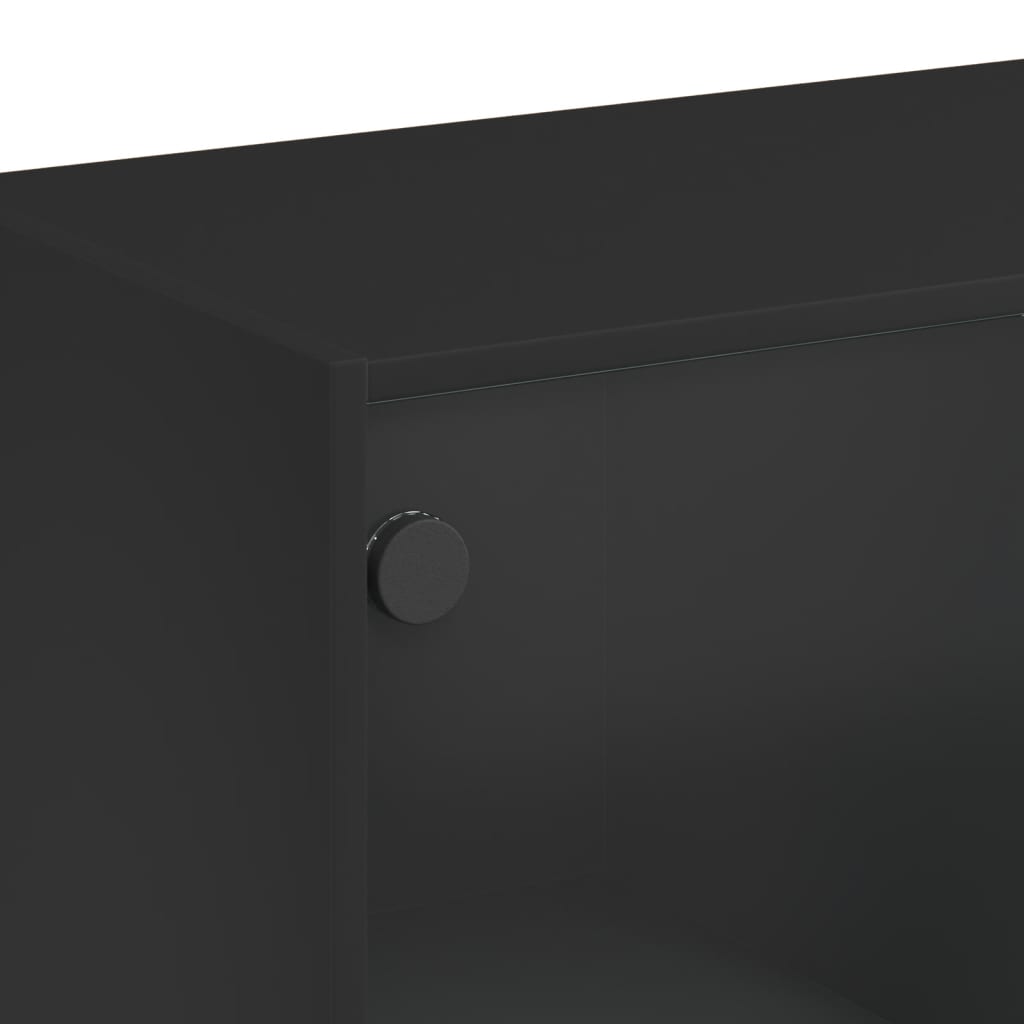 skab med låger 68x37x142 cm konstrueret træ sort