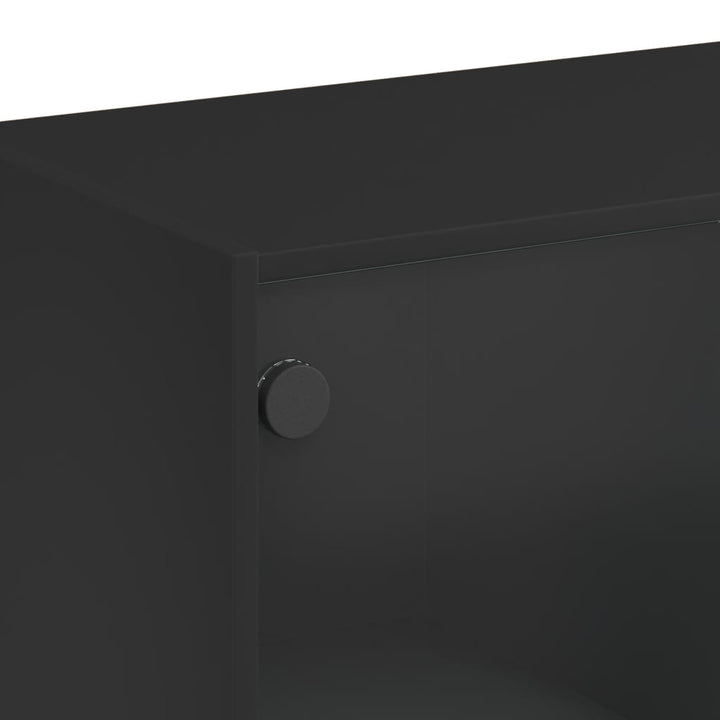 skab med låger 68x37x142 cm konstrueret træ sort