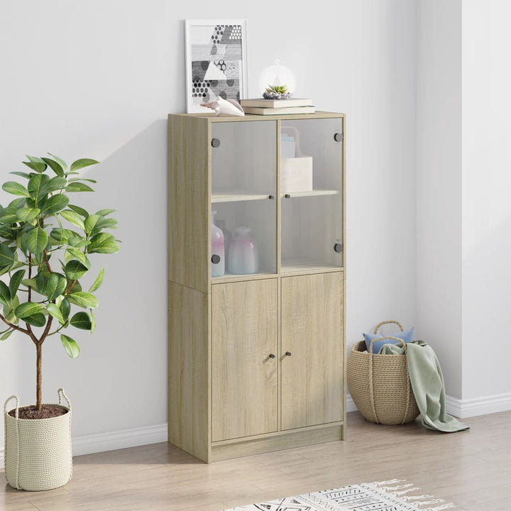skab med låger 68x37x142 cm konstrueret træ sonoma-eg